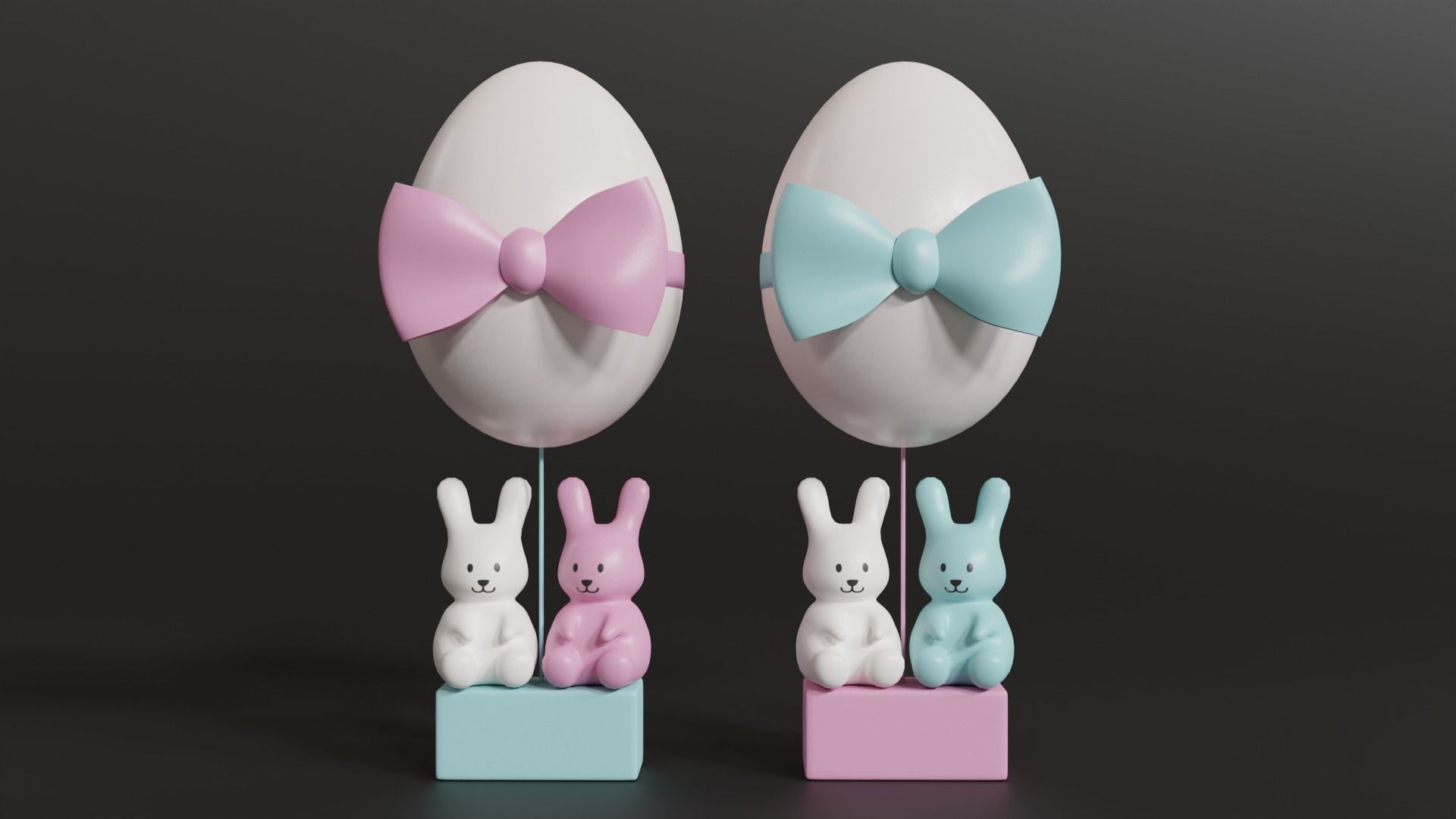 Easter Egg Balloon with Bunnies 3D model_6
