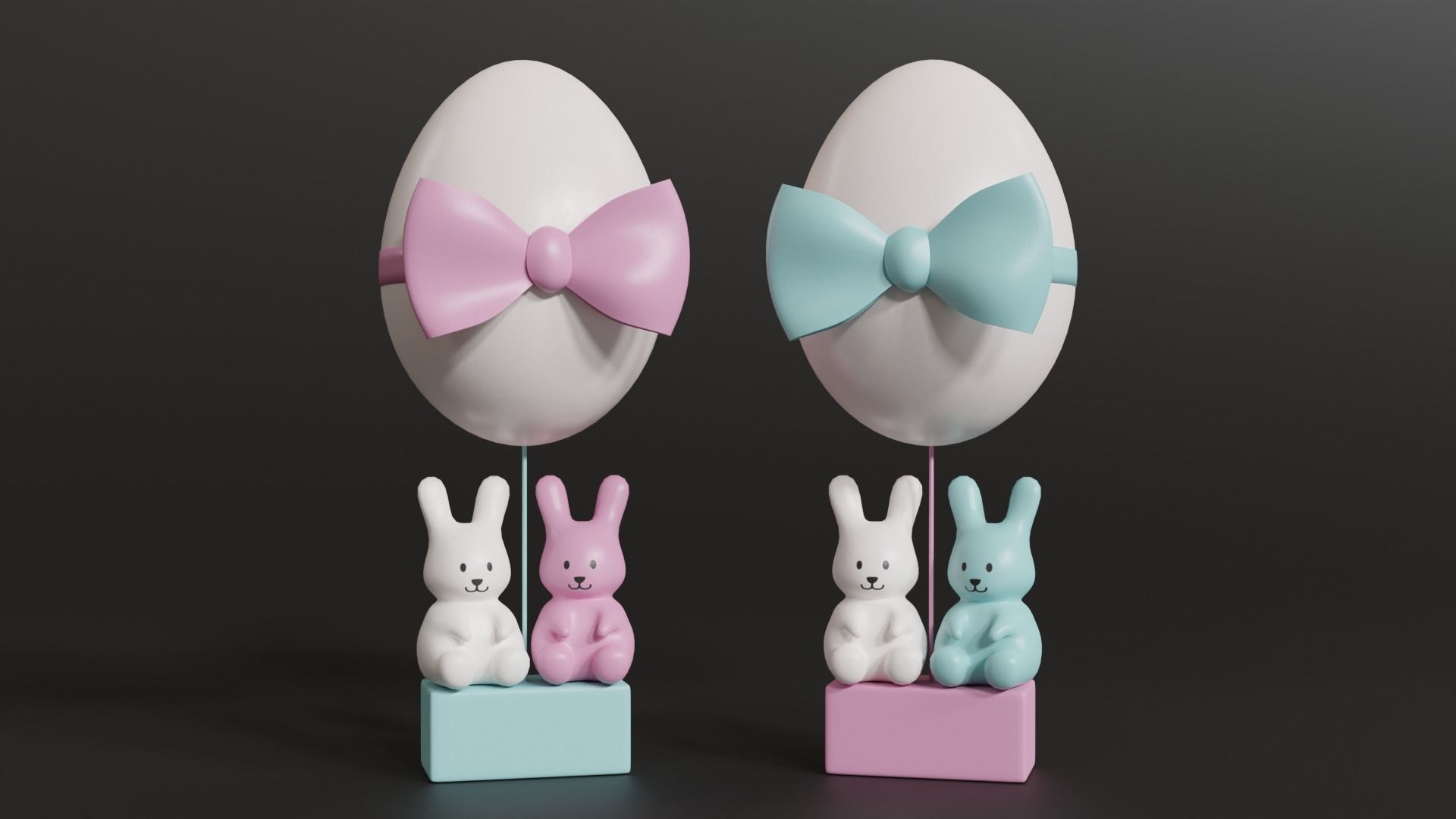 Easter Egg Balloon with Bunnies 3D model_7