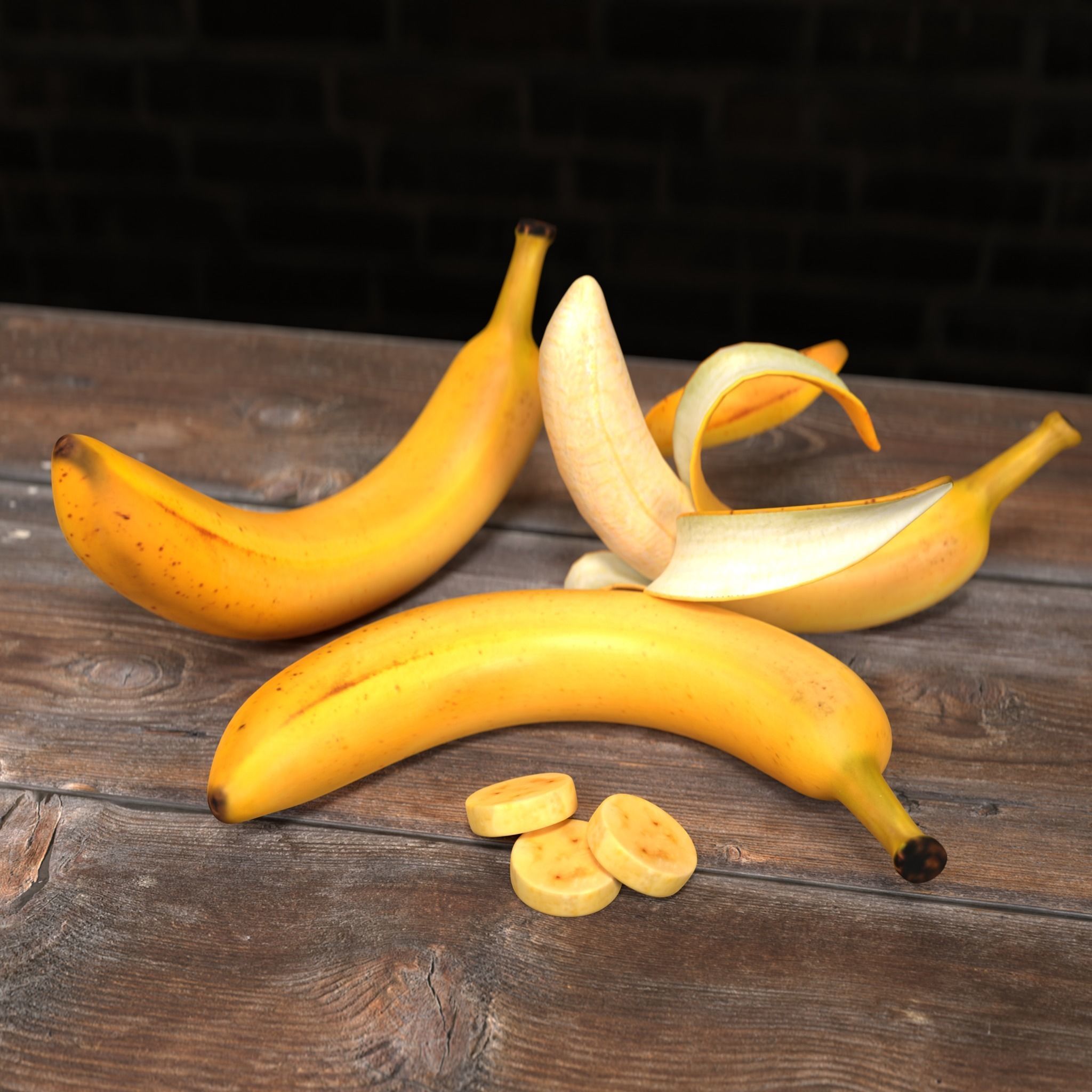 Banana set 3D model_5