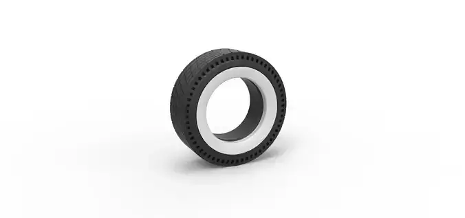 Whitewall rear tire of vintage dragster Version 7 Scale 1 to 25