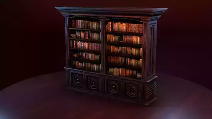 Lowpoly Bookshelf old bookcase on table Low-poly 3D model