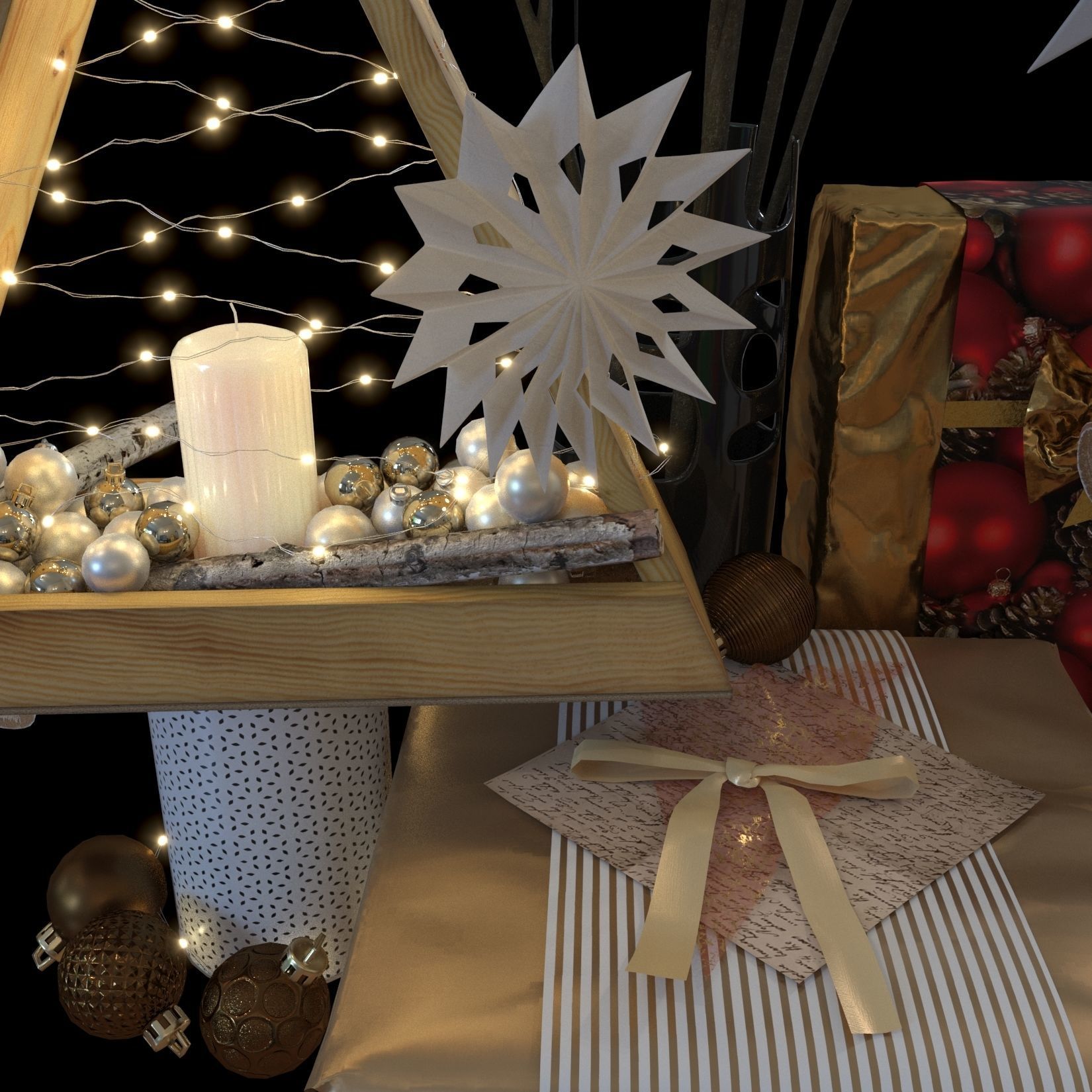 New Year Decor Set Low-poly 3D model_2