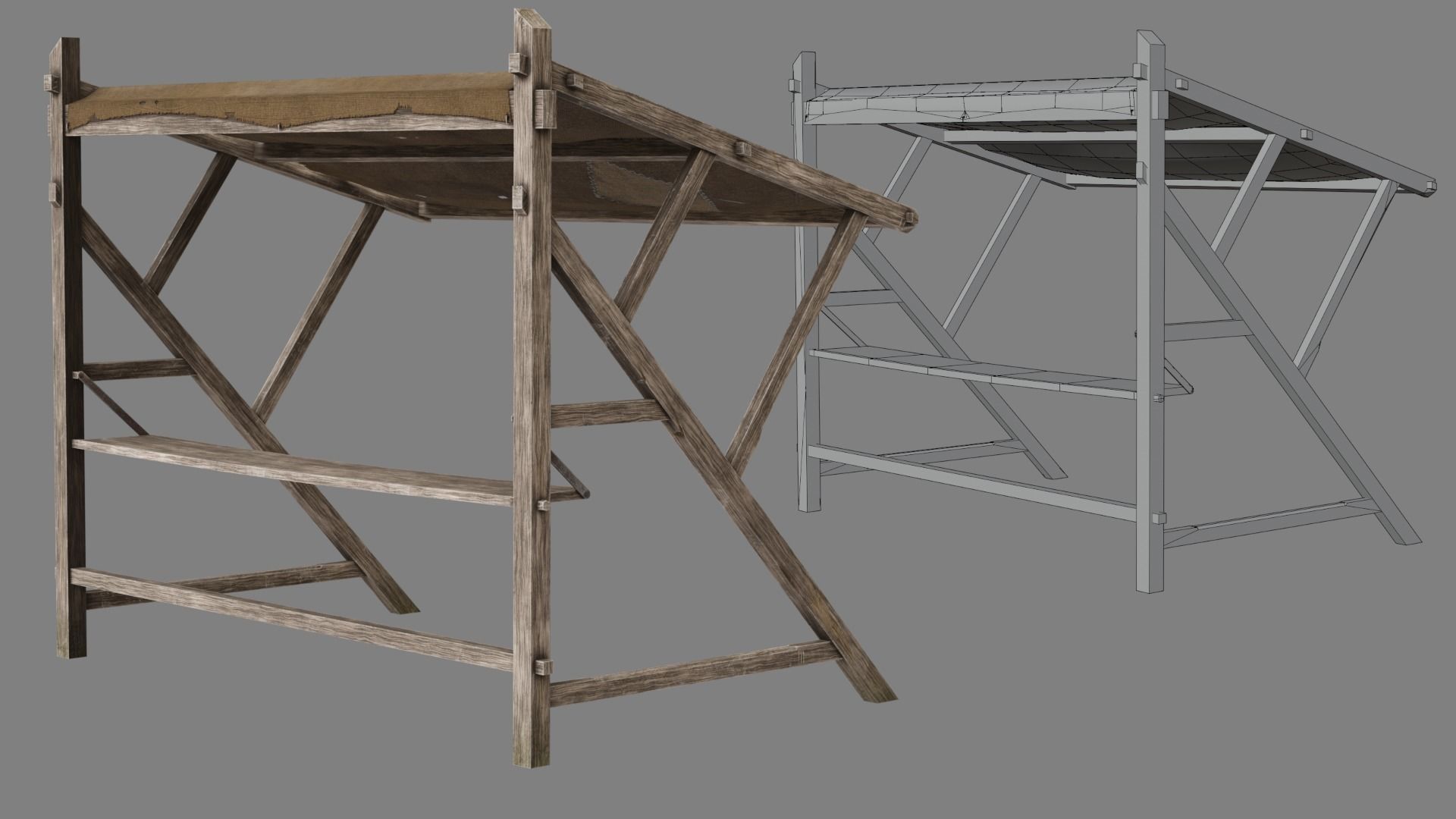 Medieval Fish Shop Low-poly 3D model_7