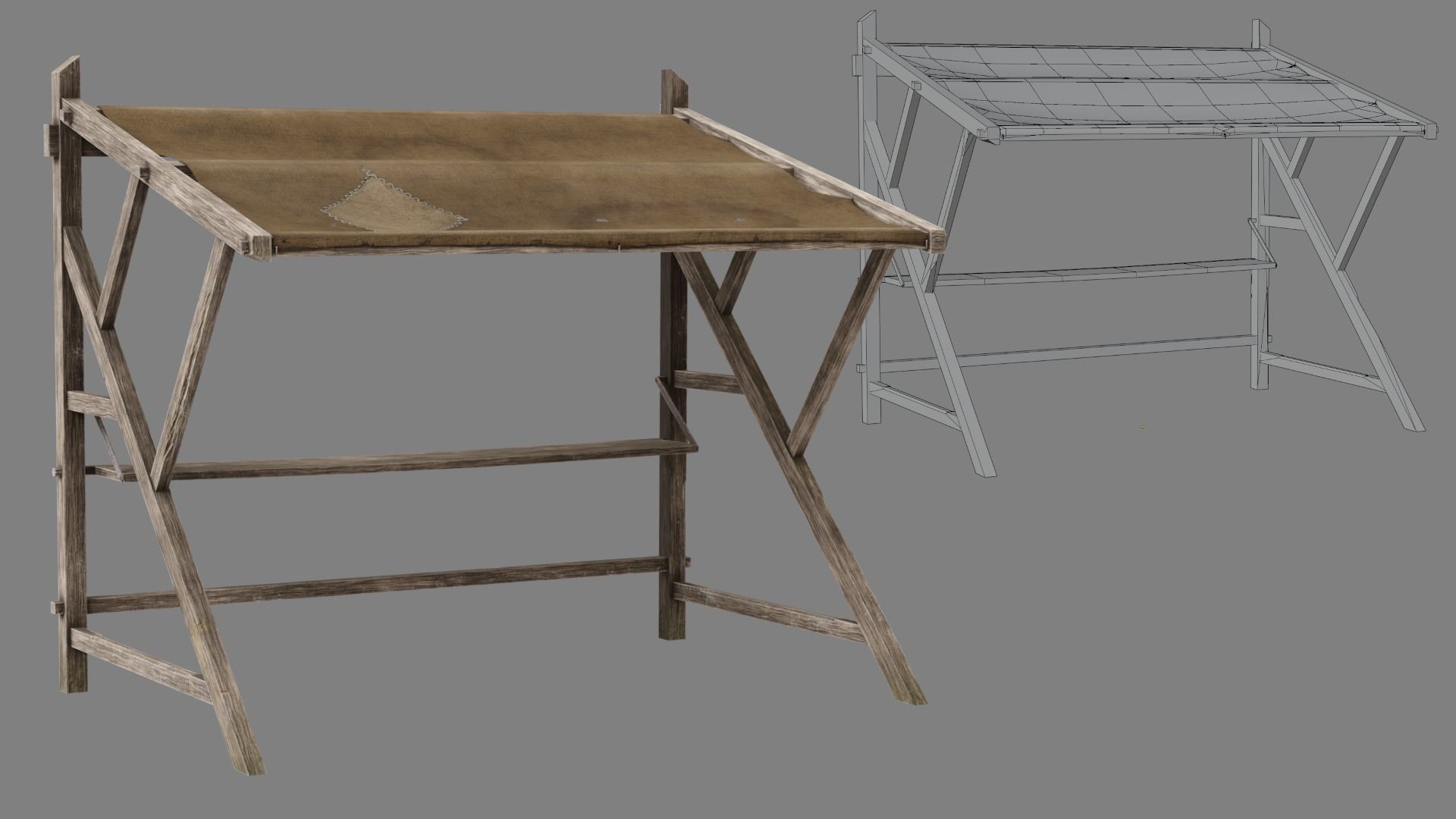 Medieval Fish Shop Low-poly 3D model_6