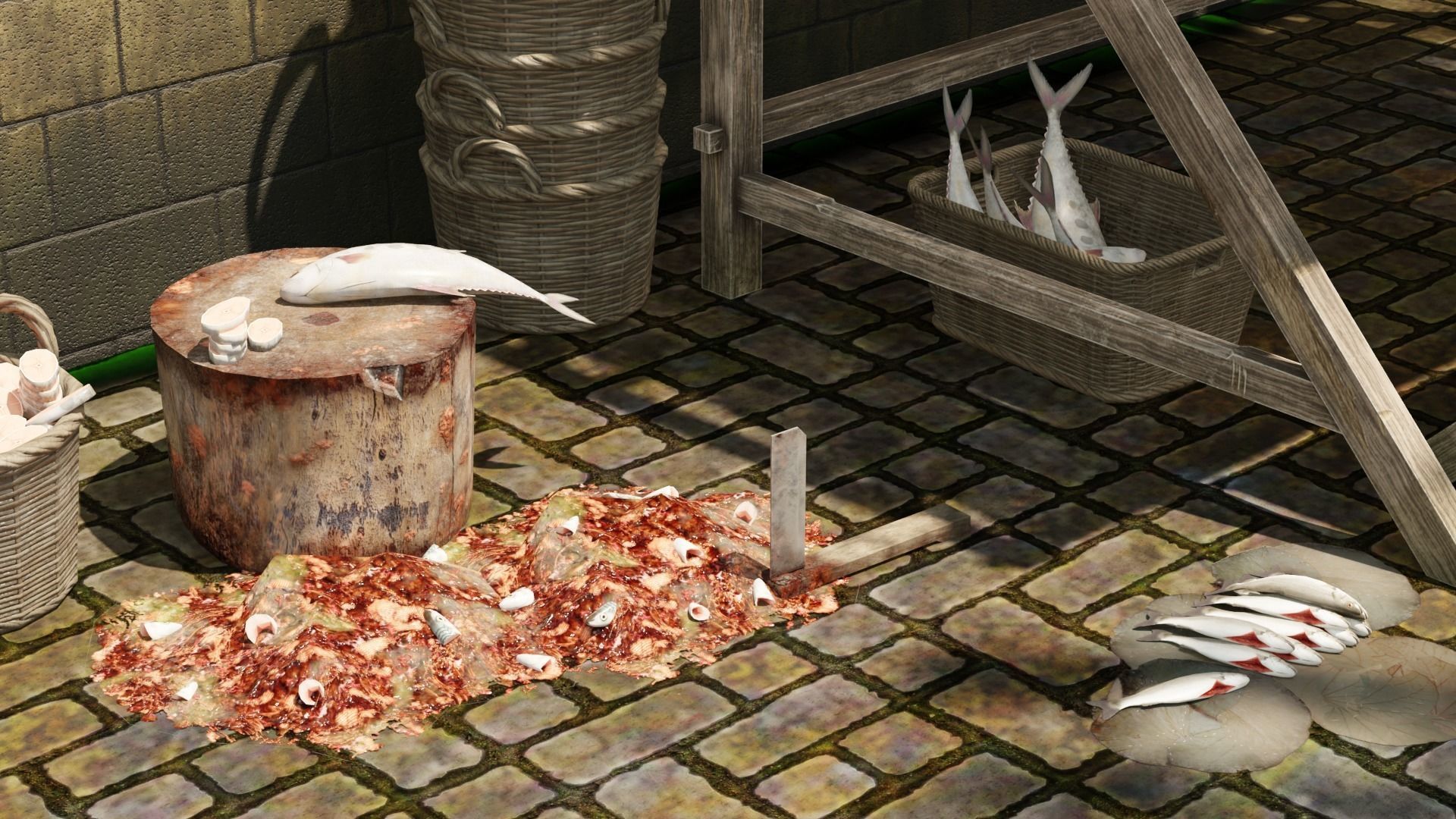 Medieval Fish Shop Low-poly 3D model_4
