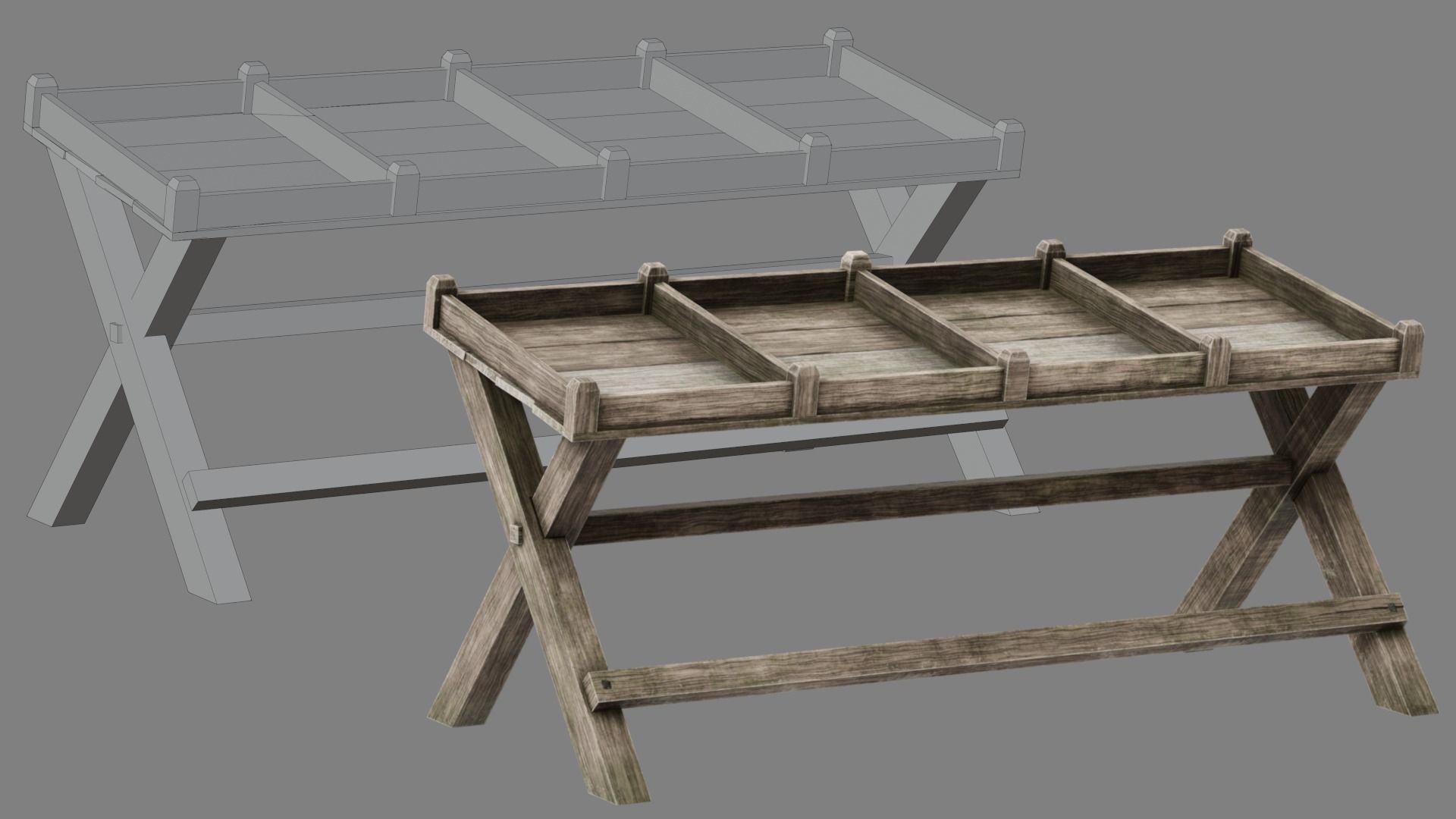 Medieval Fish Shop Low-poly 3D model_8