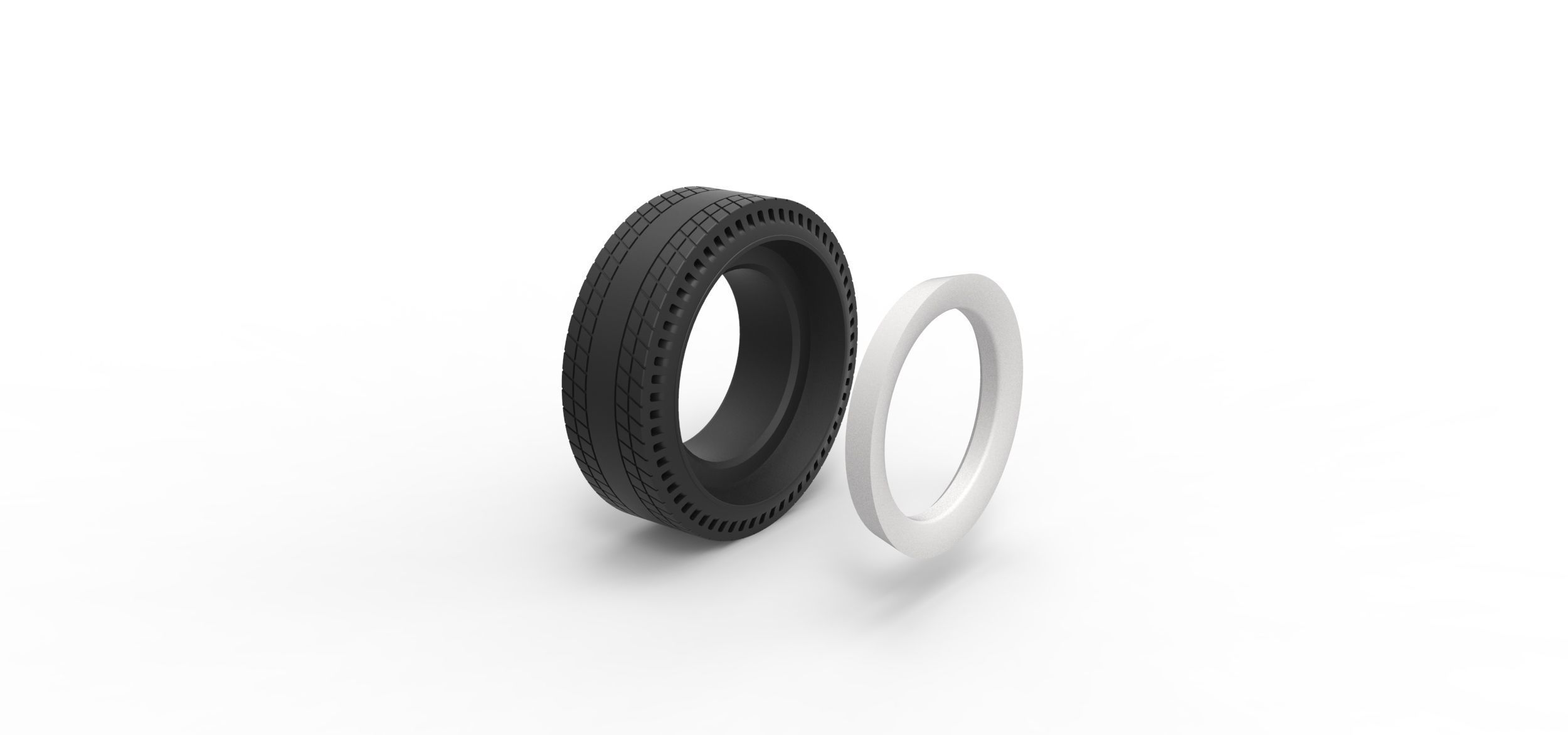 Whitewall rear tire of vintage dragster Version 8 Scale 1 to 25 3D print model_8