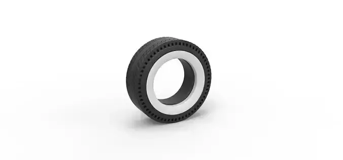 Whitewall rear tire of vintage dragster Version 8 Scale 1 to 25