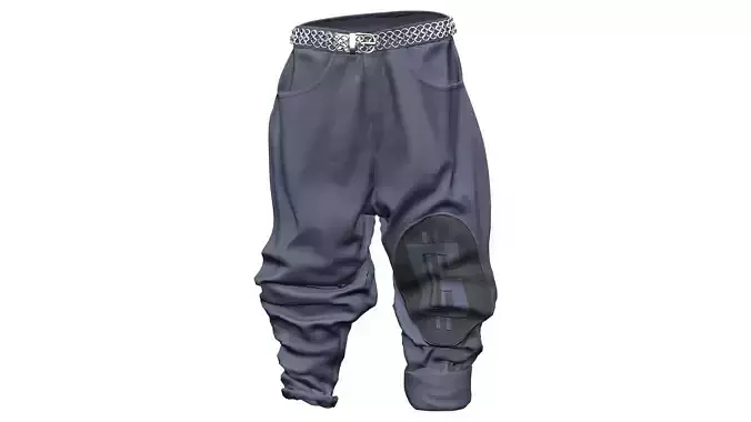 Oversize Rolled Legs Rapper Pants With Metal Chains Belt
