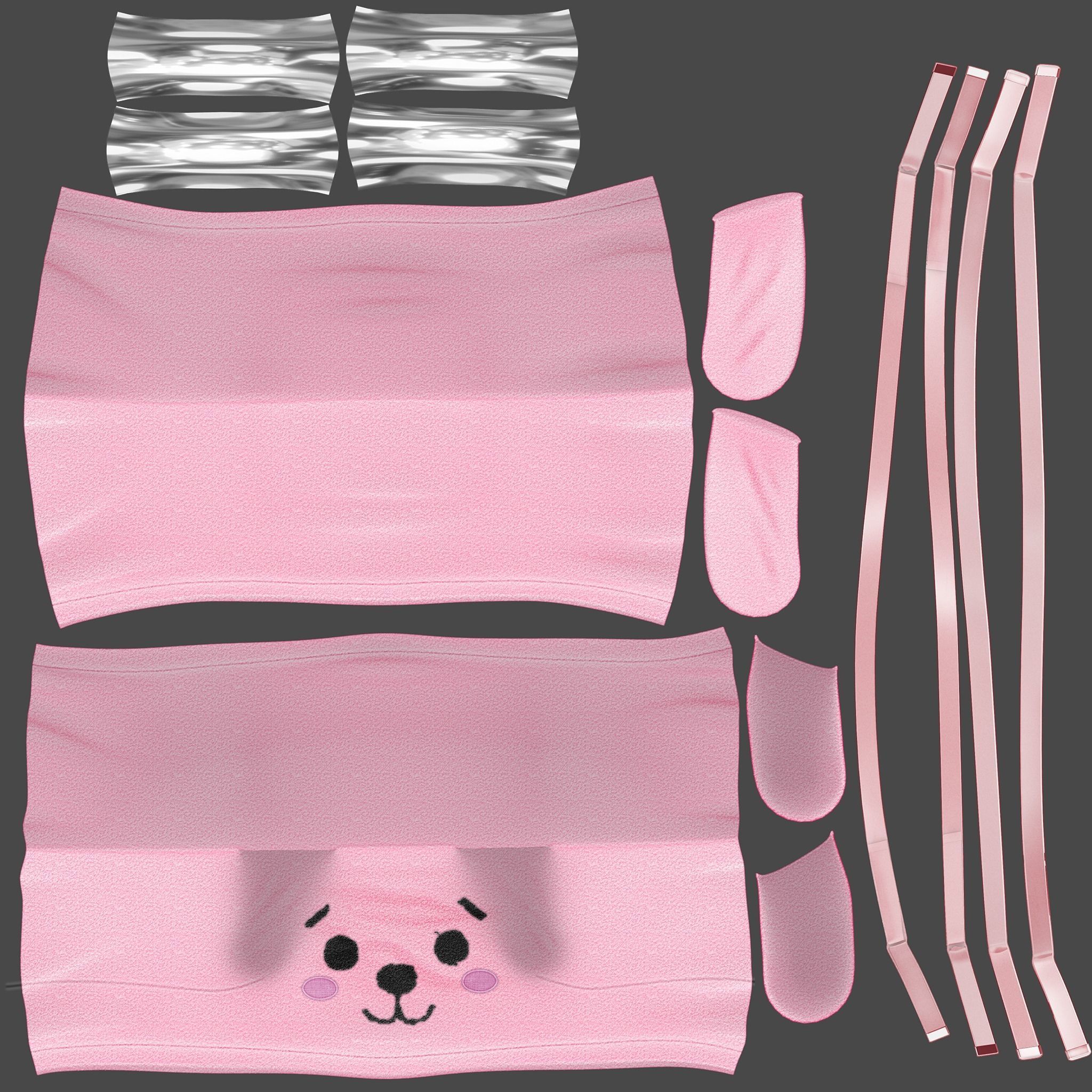 Plush Bralet Top Low-poly 3D model_8