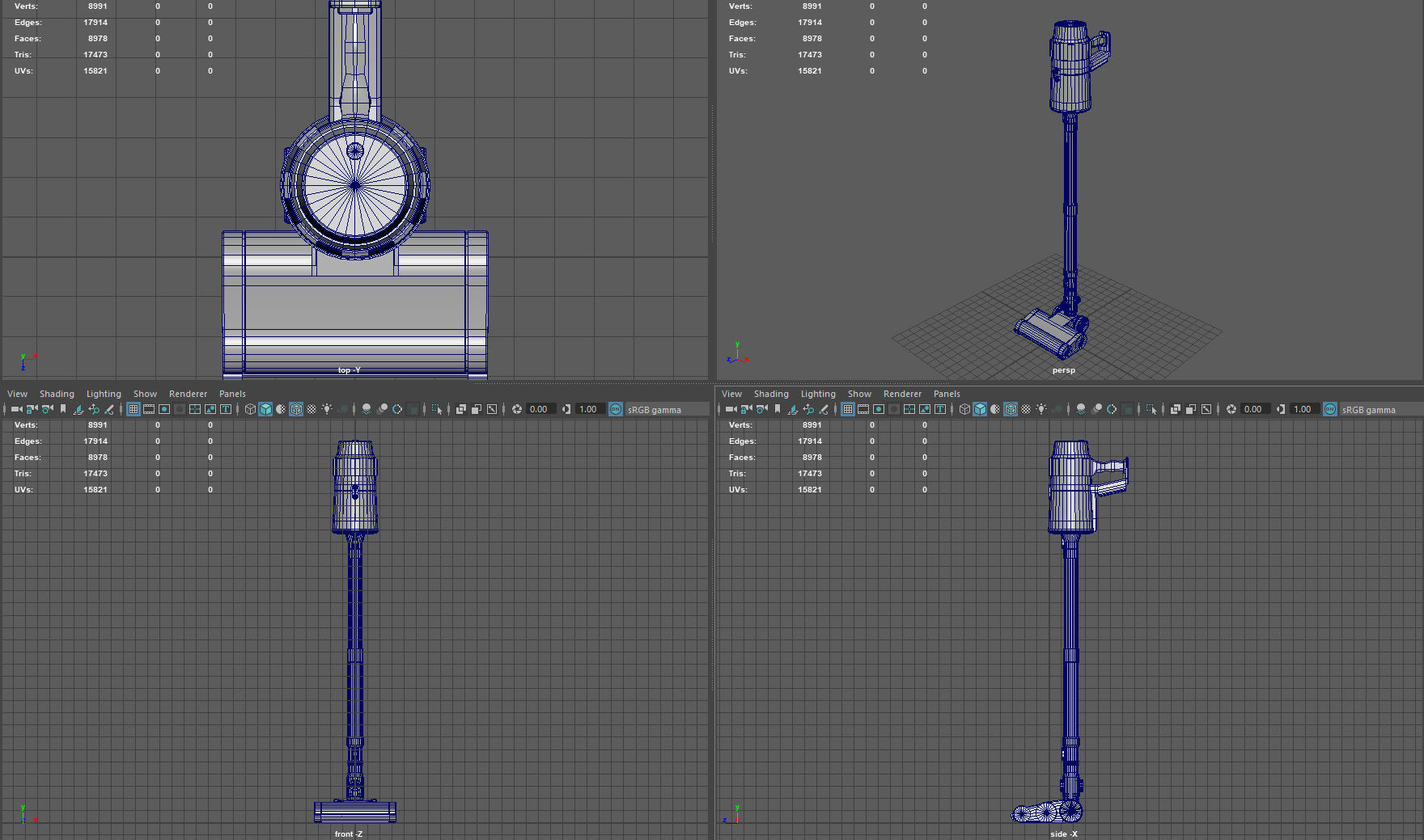 Cordless vacuum cleaner Low-poly 3D model_8