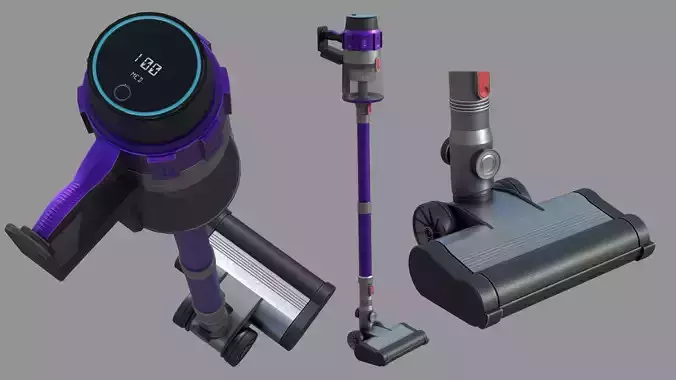 Cordless vacuum cleaner Low-poly 3D model