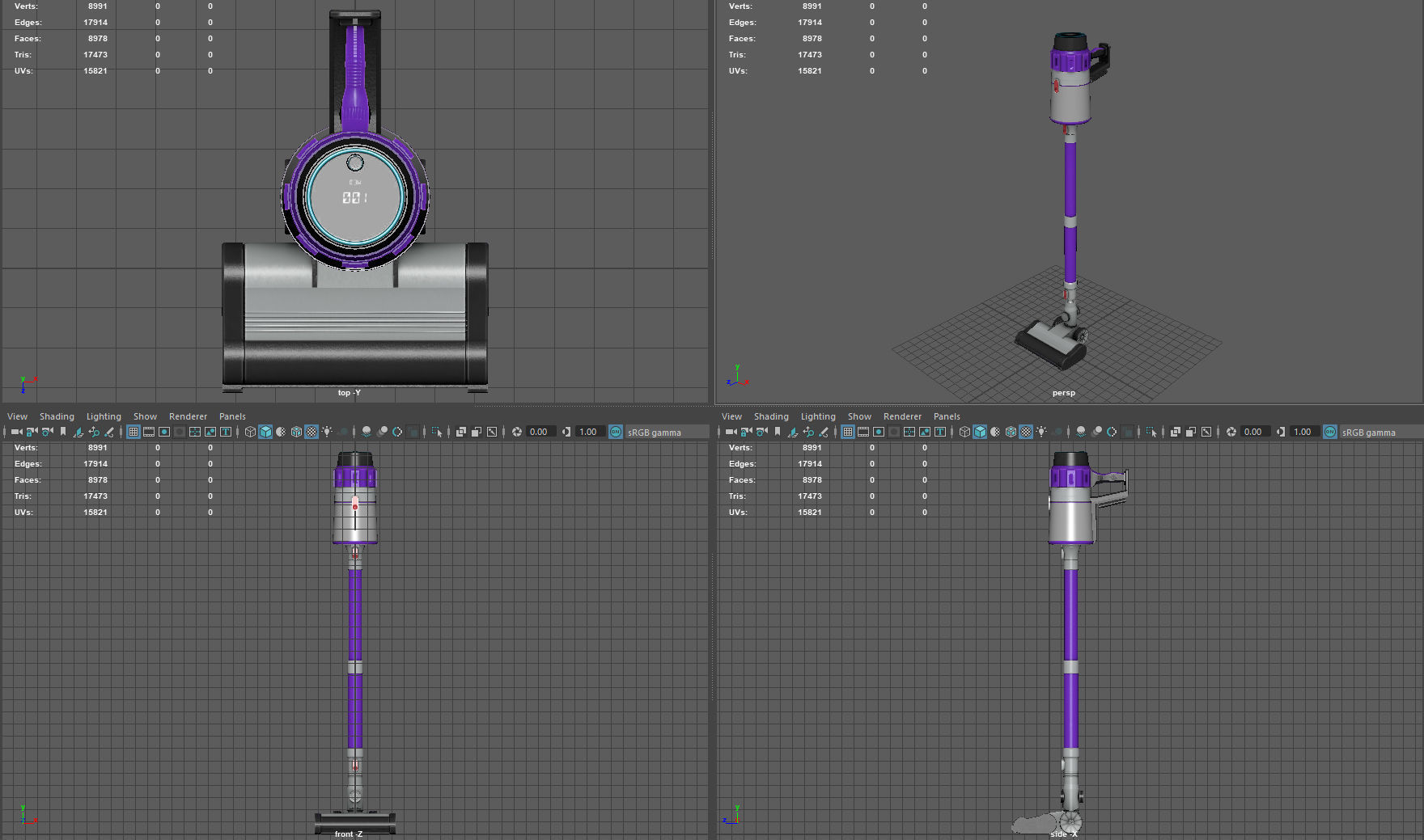 Cordless vacuum cleaner Low-poly 3D model_6