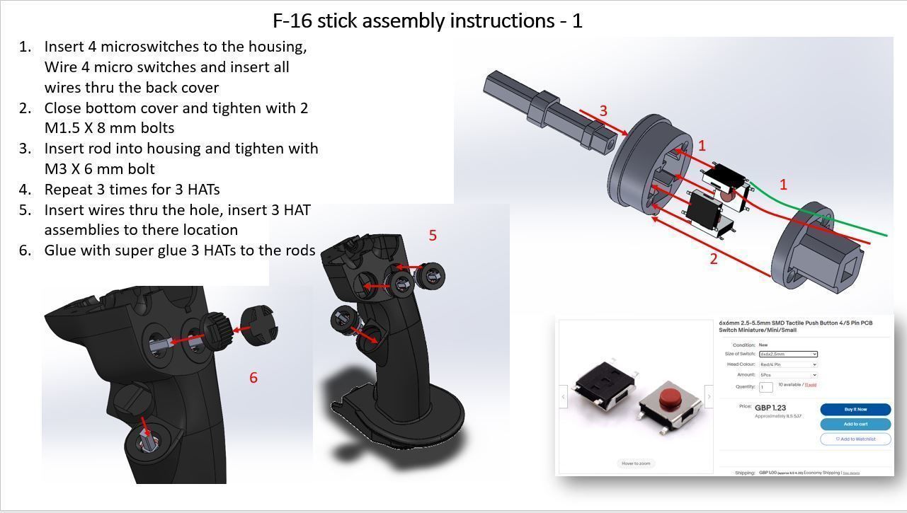 F-16 3d printing stick for simulation with electronics parts 3D print model_5