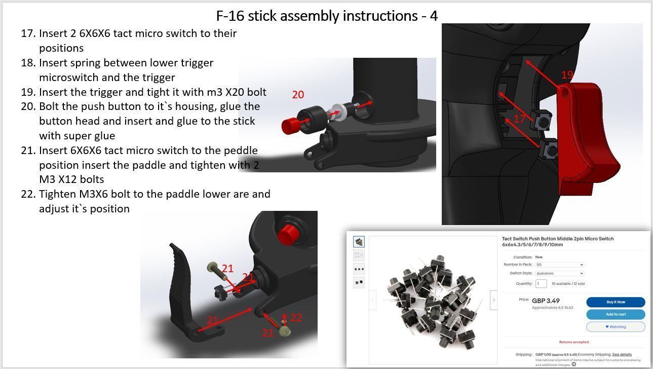 F-16 3d printing stick for simulation with electronics parts 3D print model_8