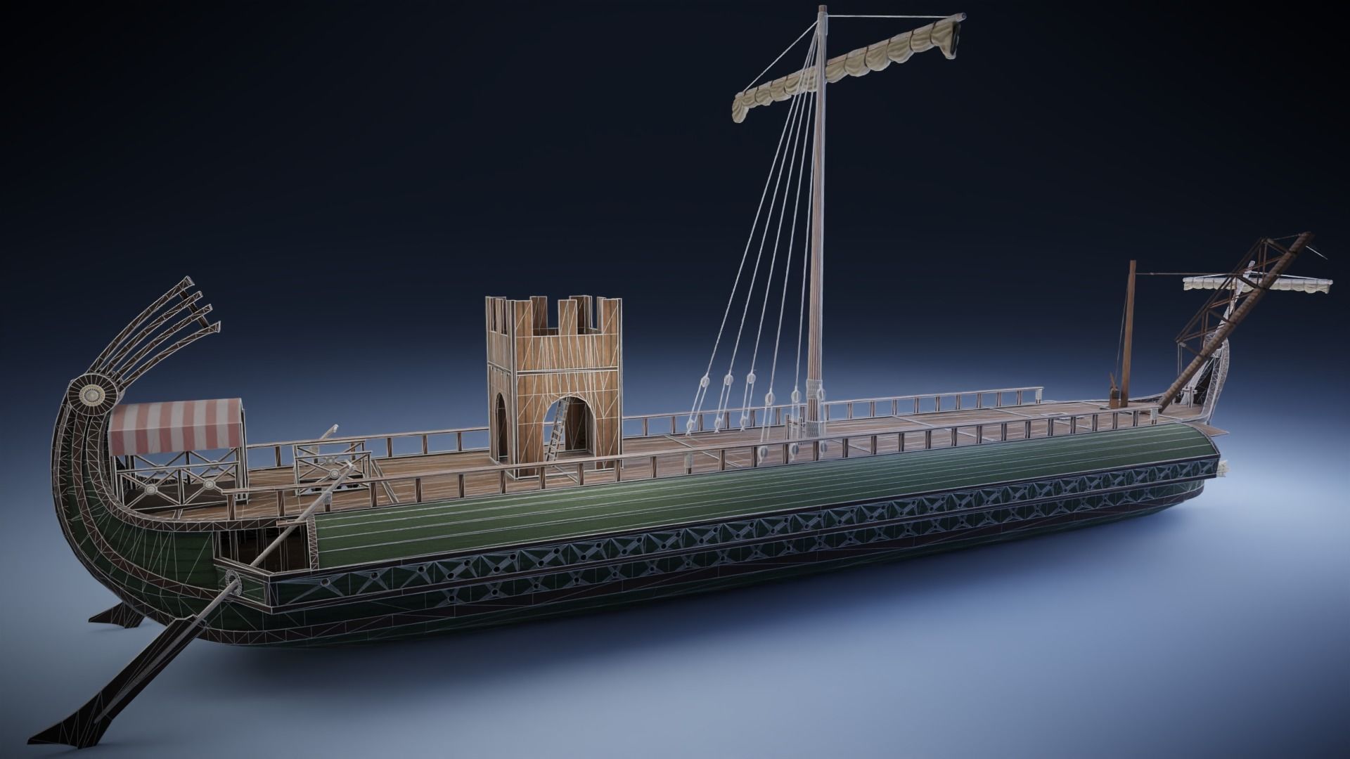 Roman Trireme Low-poly 3D model_15