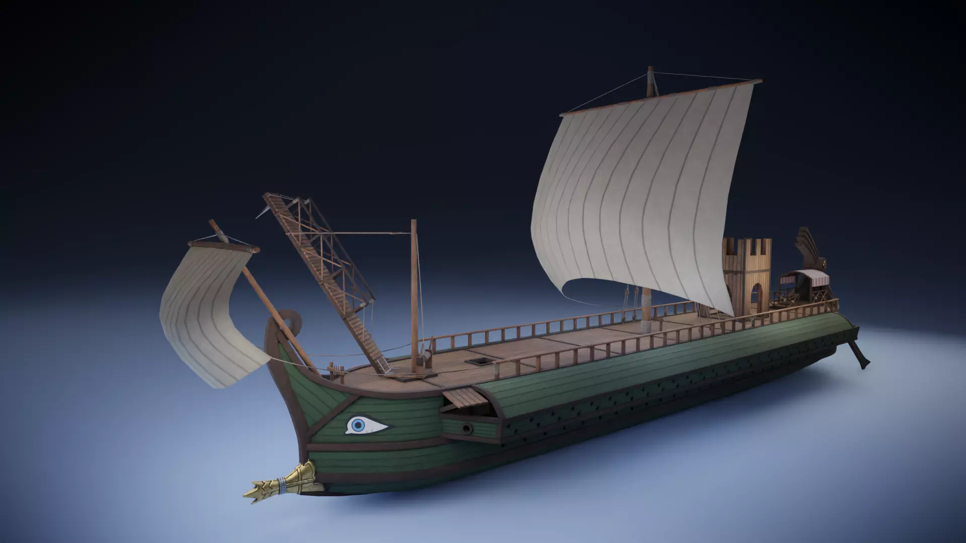 Roman Trireme Low-poly 3D model_0