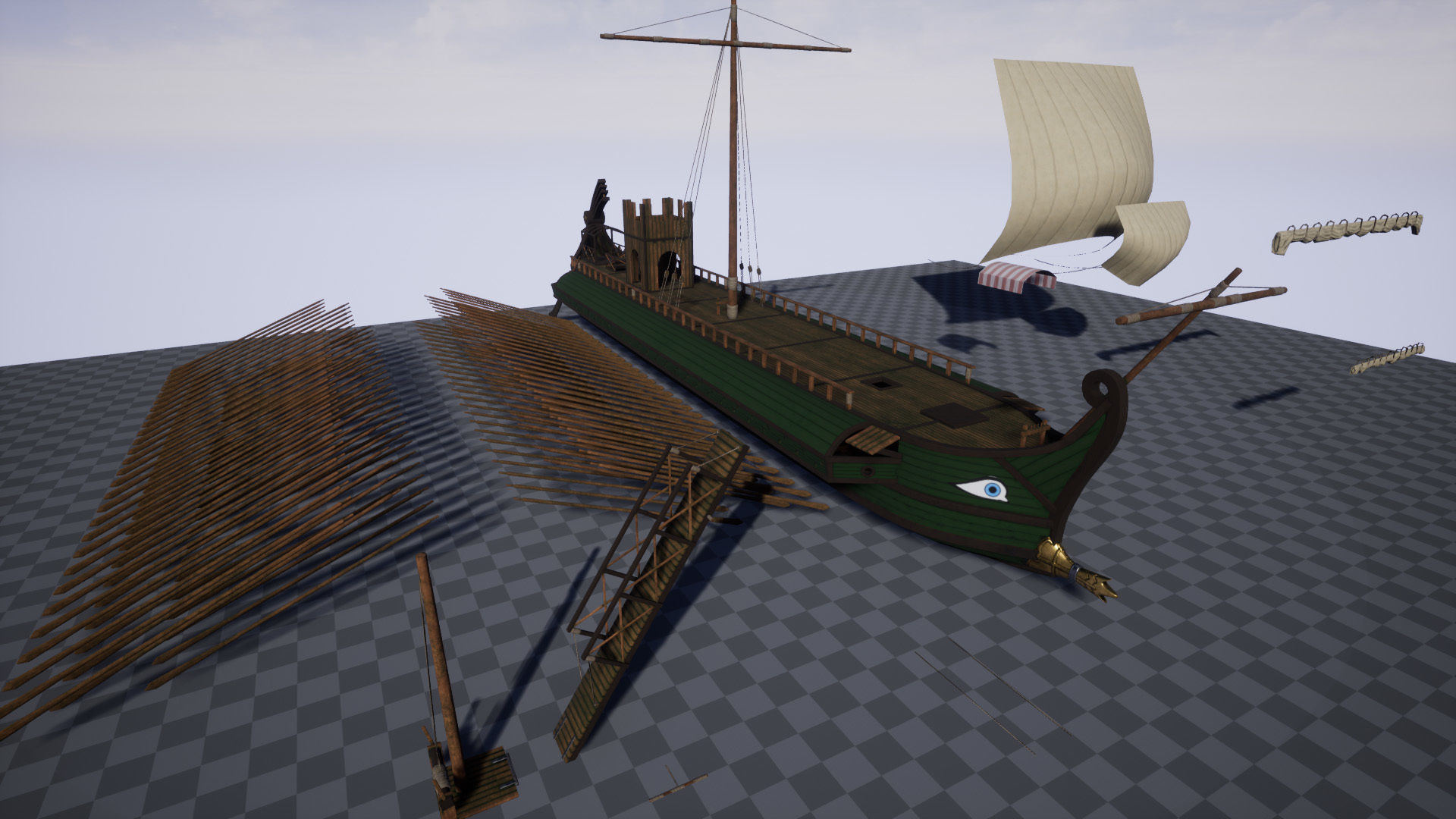 Roman Trireme Low-poly 3D model_23
