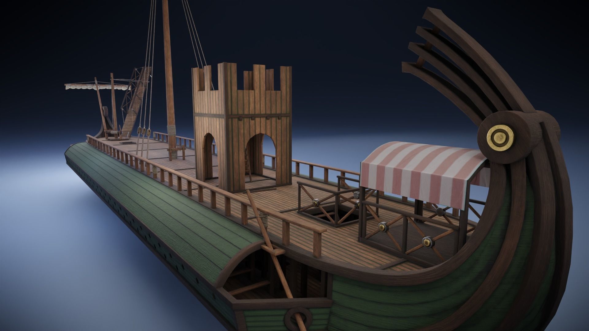 Roman Trireme Low-poly 3D model_11