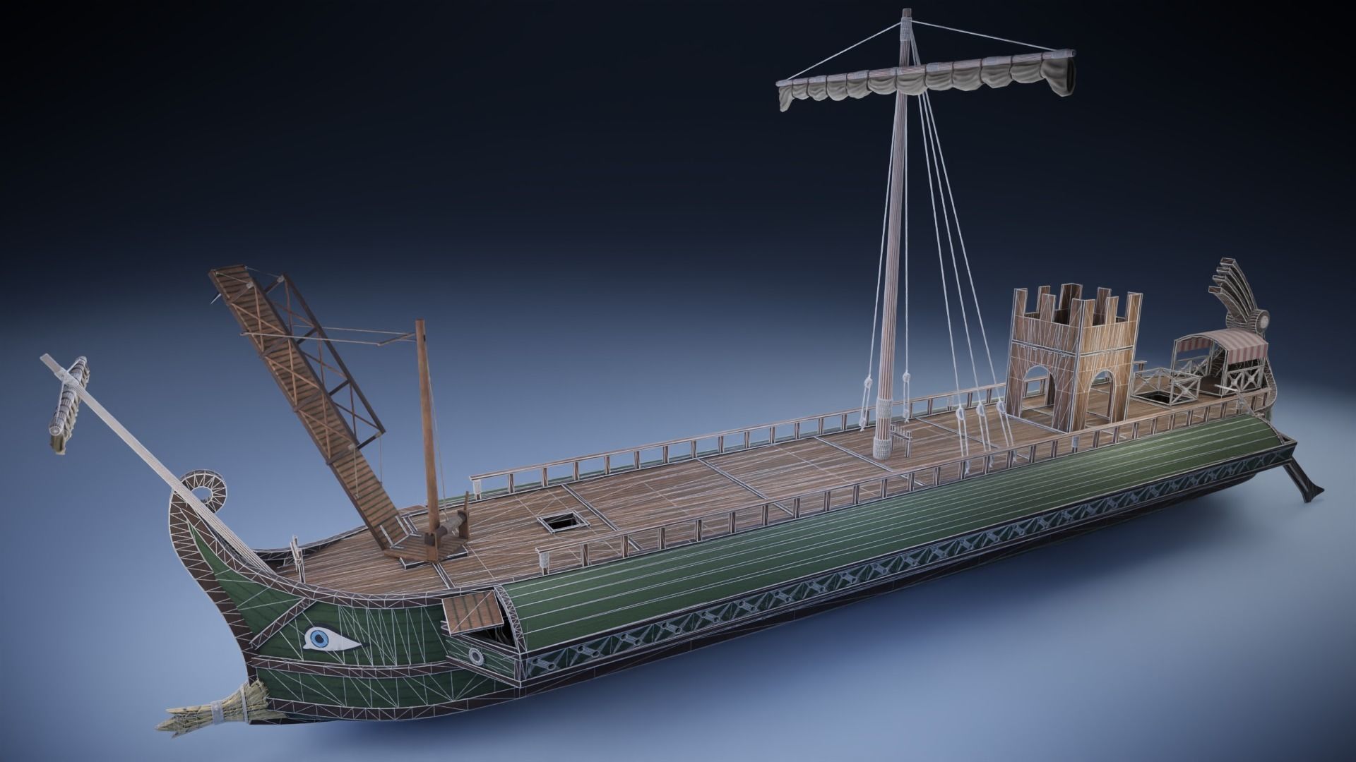 Roman Trireme Low-poly 3D model_22