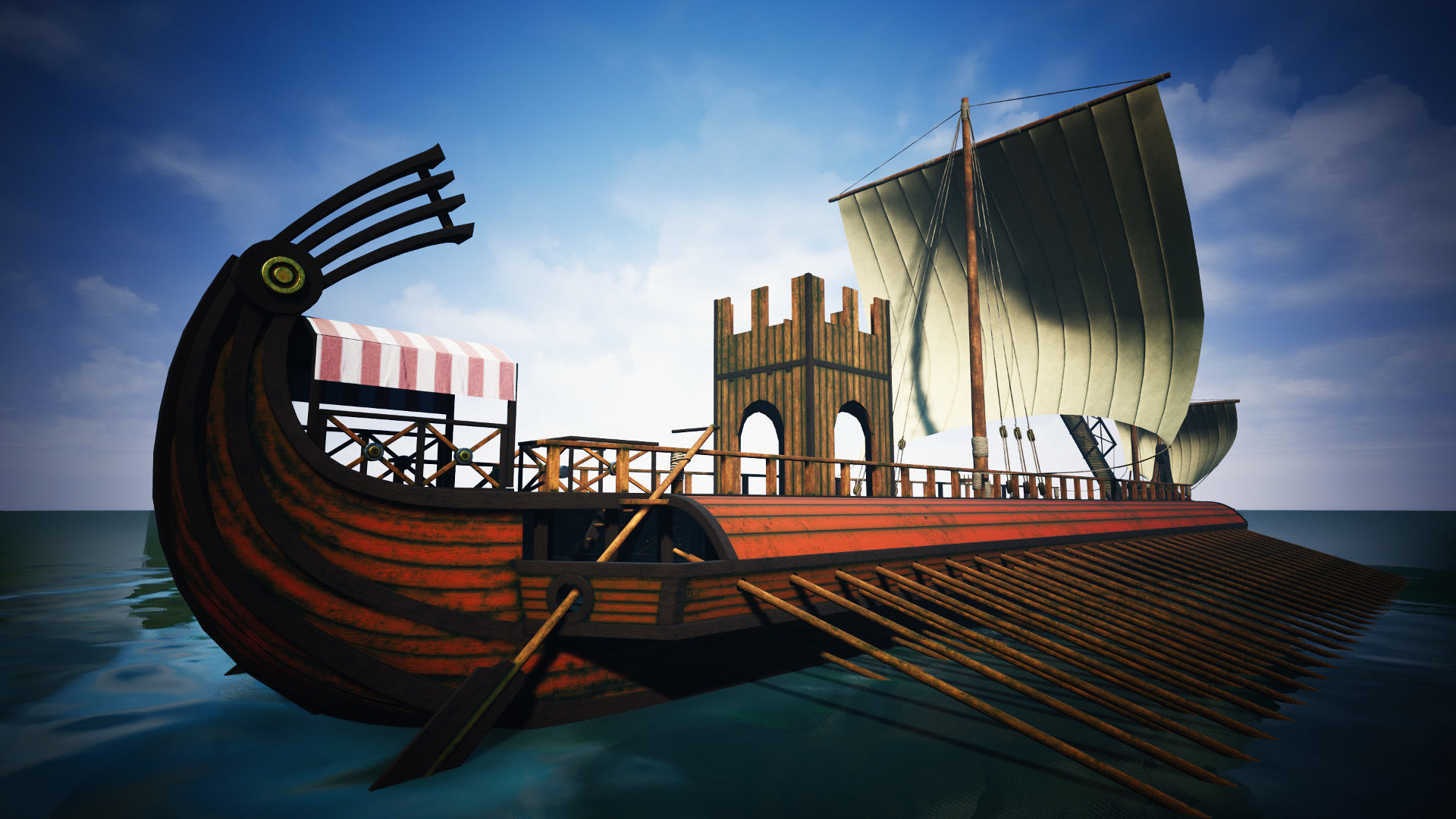 Roman Trireme Low-poly 3D model_7