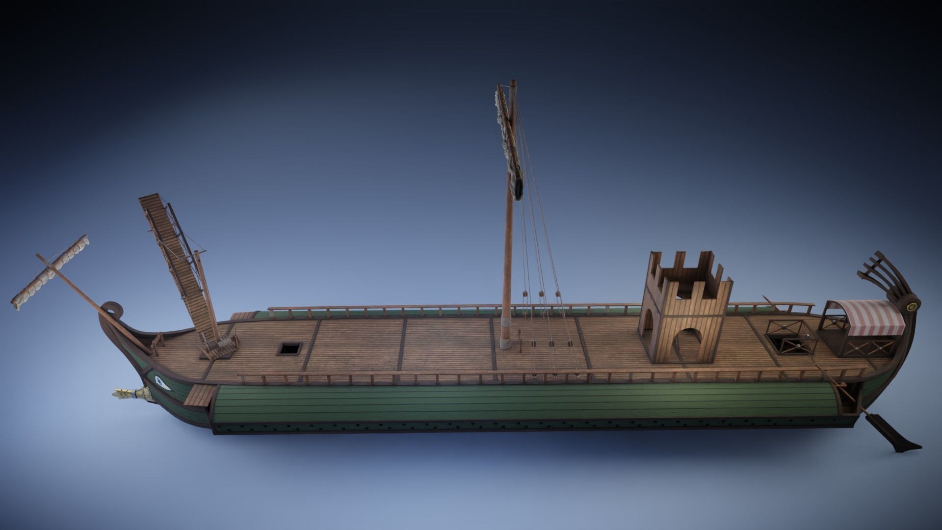 Roman Trireme Low-poly 3D model_4