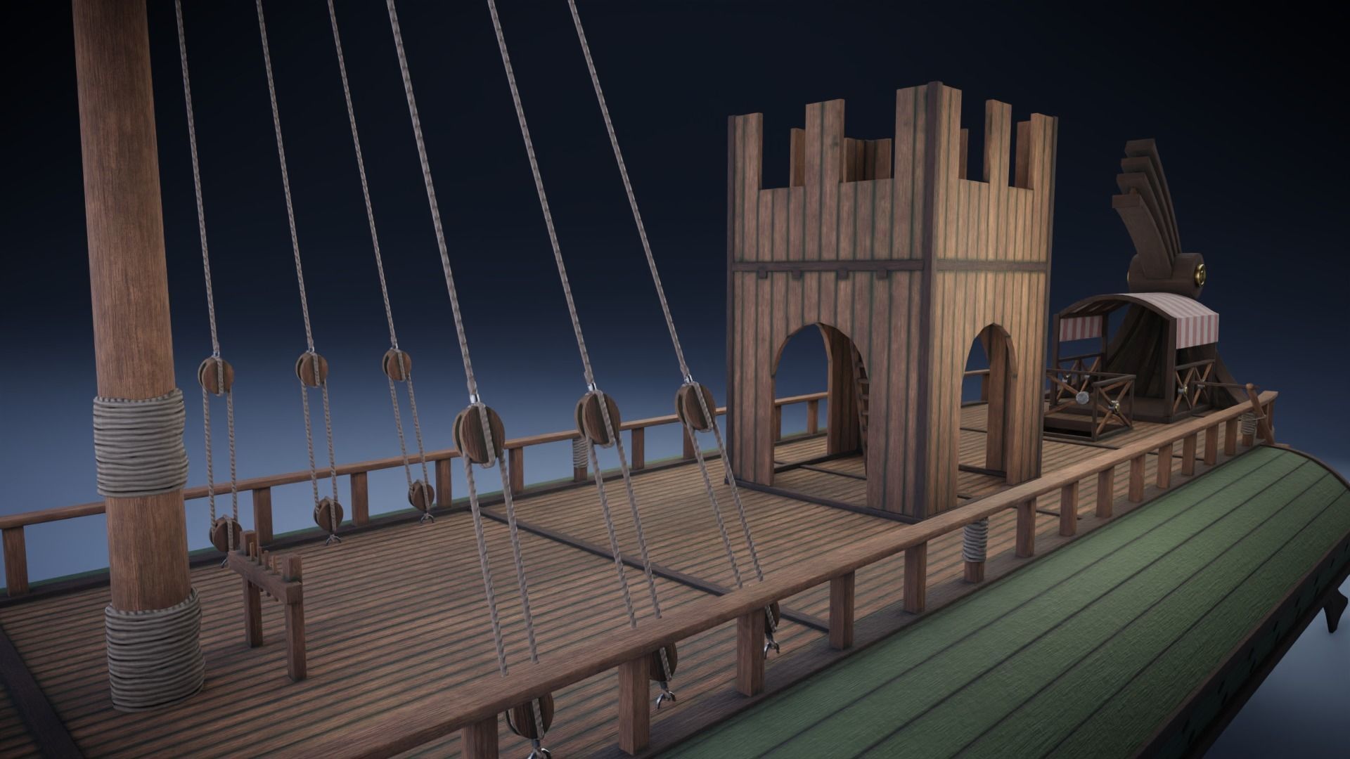 Roman Trireme Low-poly 3D model_14