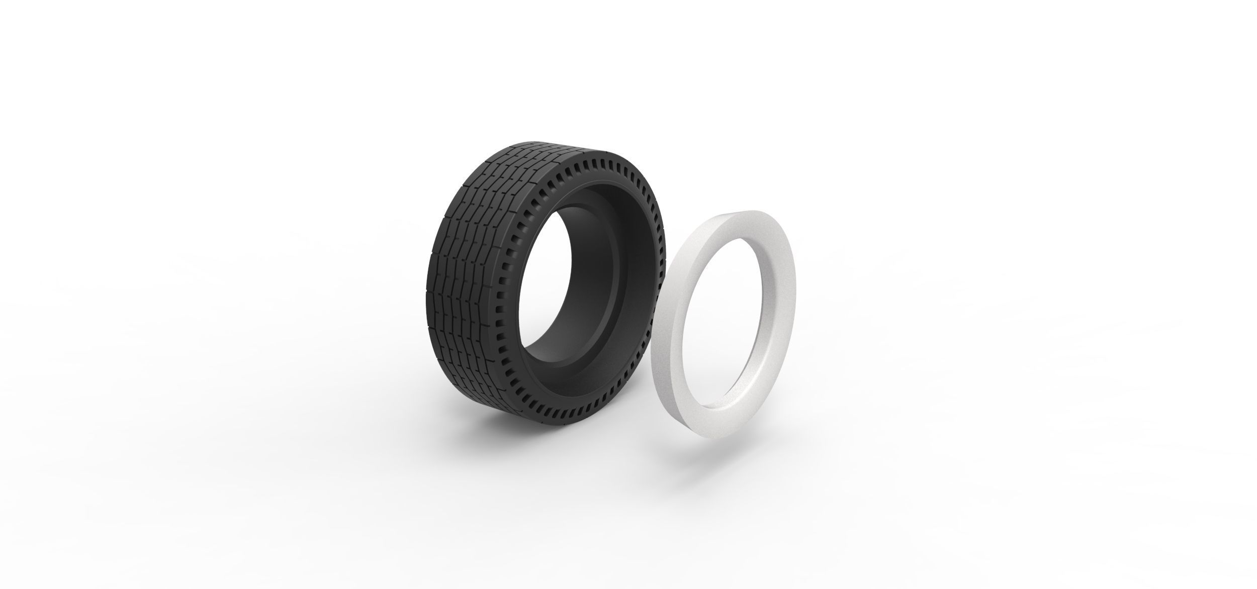 Whitewall rear tire of vintage dragster Version 9 Scale 1 to 25 3D print model_8