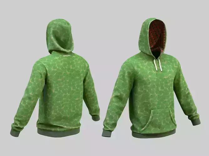 Green hoodie with good topology 3D model