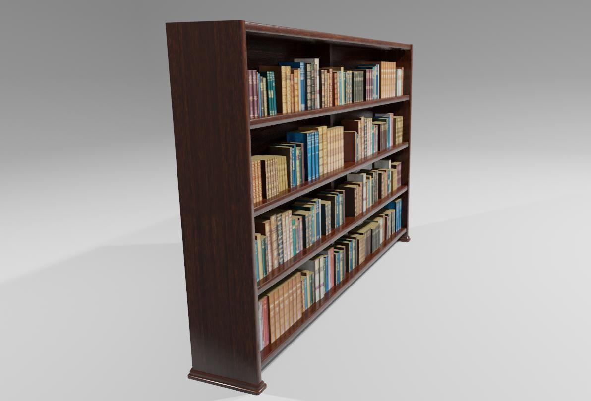 Old Wood Bookcase - Library - Estante de Livros Low-poly 3D model_10