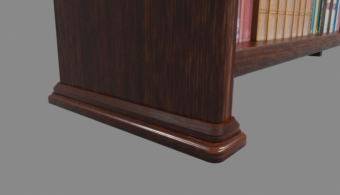 Old Wood Bookcase - Library - Estante de Livros Low-poly 3D model_14