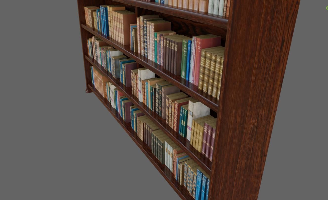 Old Wood Bookcase - Library - Estante de Livros Low-poly 3D model_16