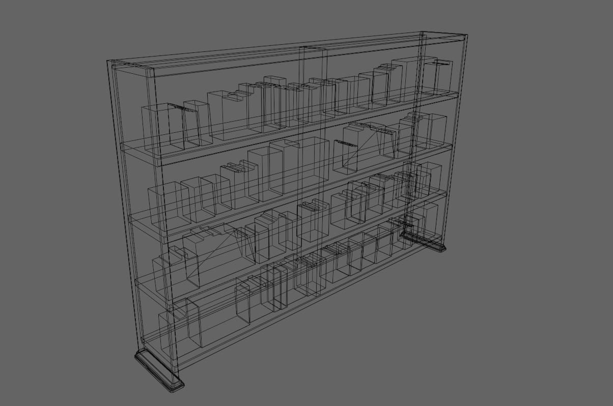 Old Wood Bookcase - Library - Estante de Livros Low-poly 3D model_22