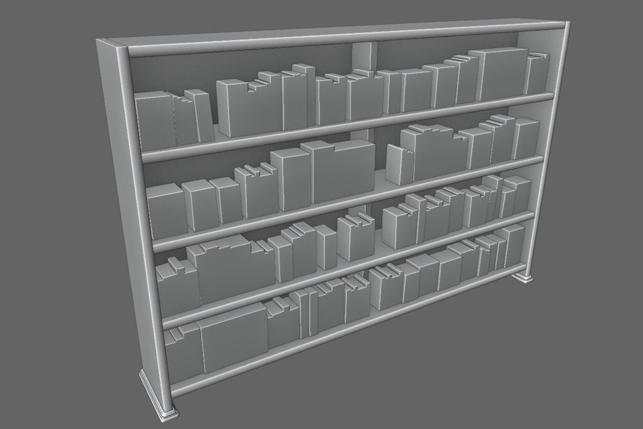 Old Wood Bookcase - Library - Estante de Livros Low-poly 3D model_18