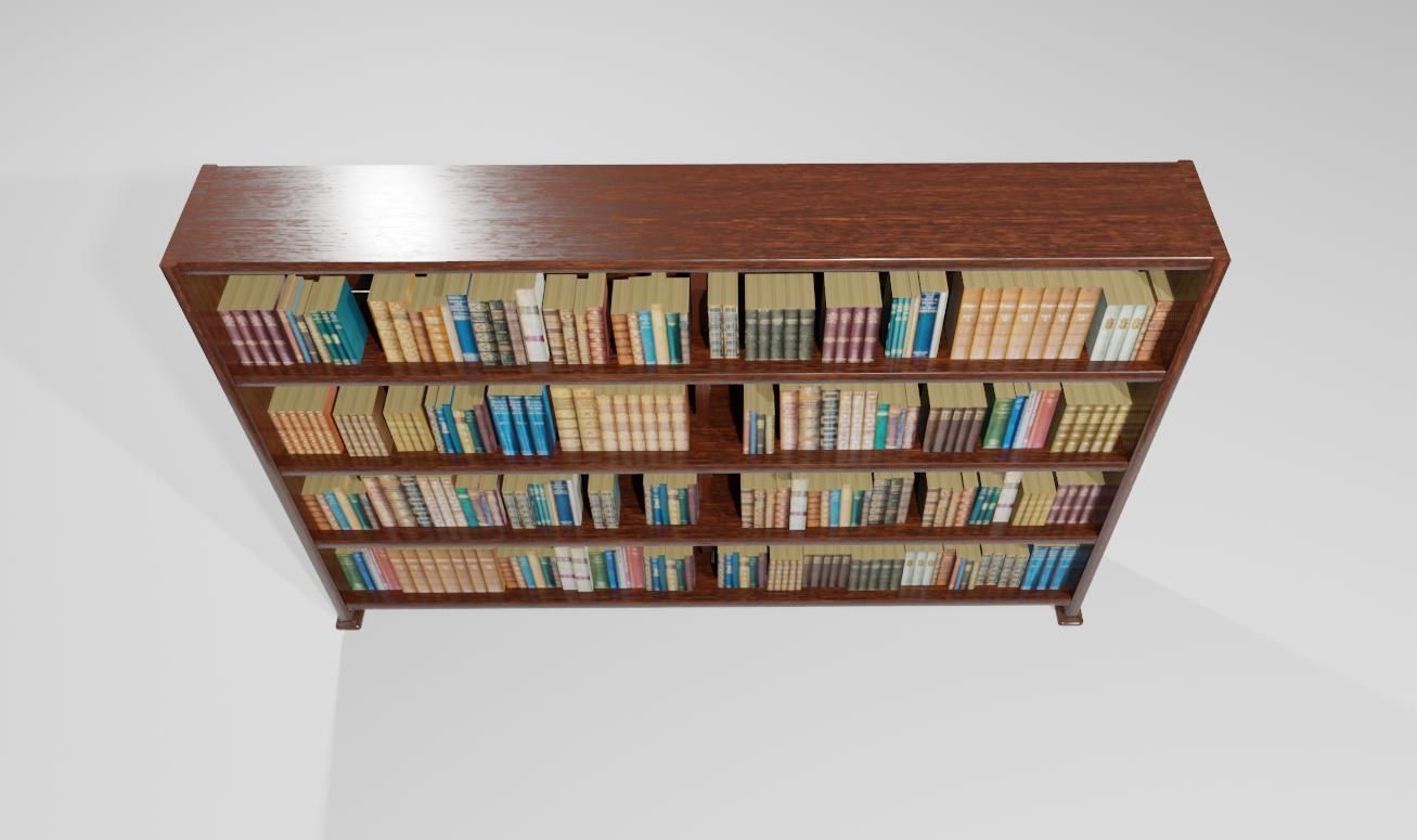 Old Wood Bookcase - Library - Estante de Livros Low-poly 3D model_11