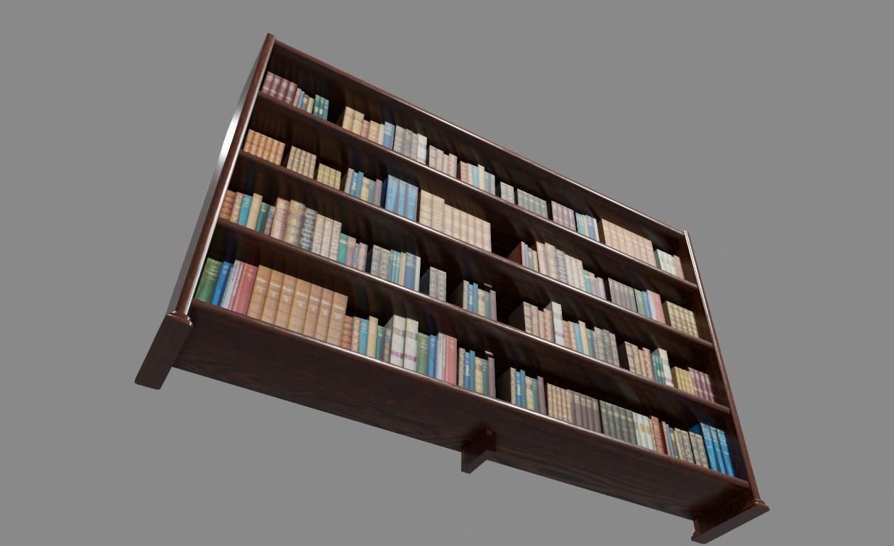 Old Wood Bookcase - Library - Estante de Livros Low-poly 3D model_12