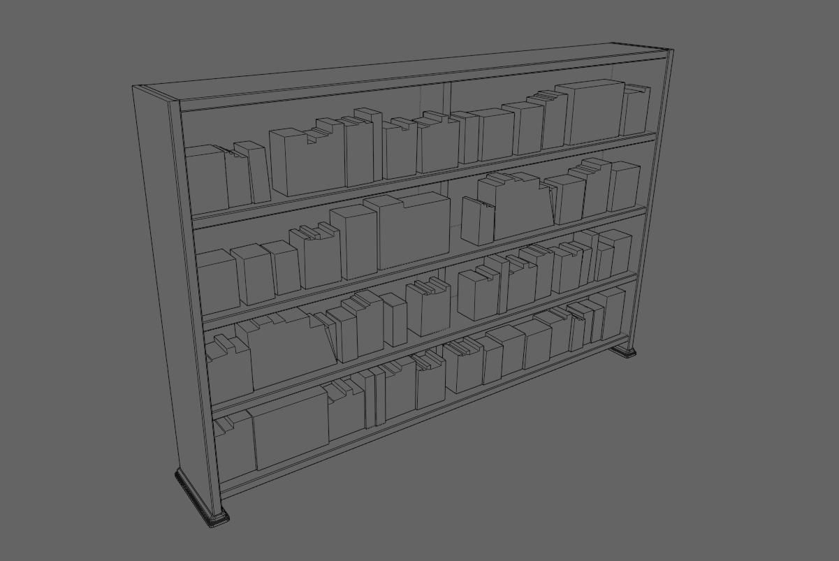 Old Wood Bookcase - Library - Estante de Livros Low-poly 3D model_21