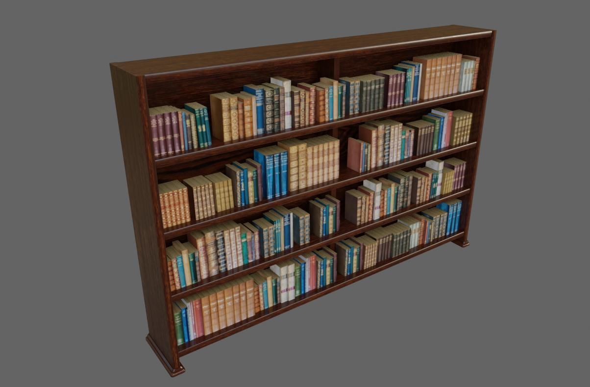 Old Wood Bookcase - Library - Estante de Livros Low-poly 3D model_5