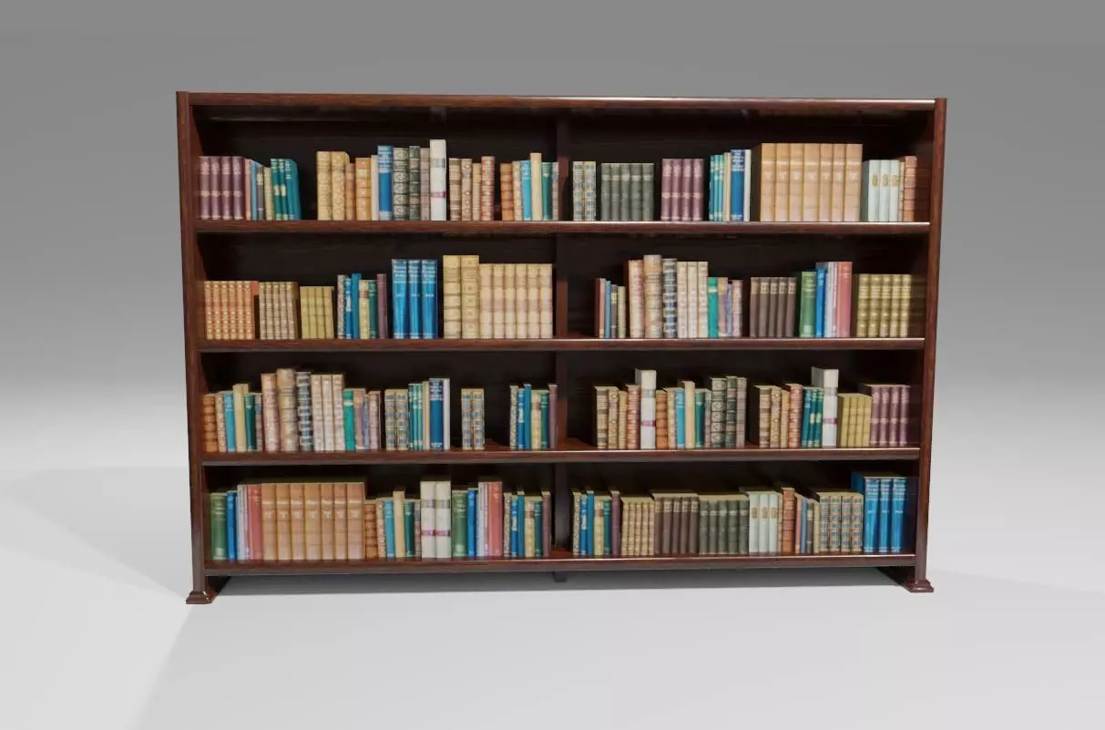 Old Wood Bookcase - Library - Estante de Livros Low-poly 3D model_0