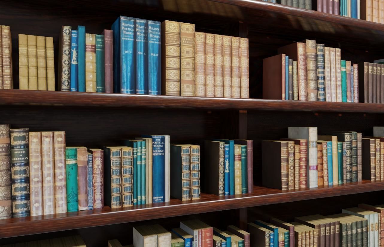 Old Wood Bookcase - Library - Estante de Livros Low-poly 3D model_4