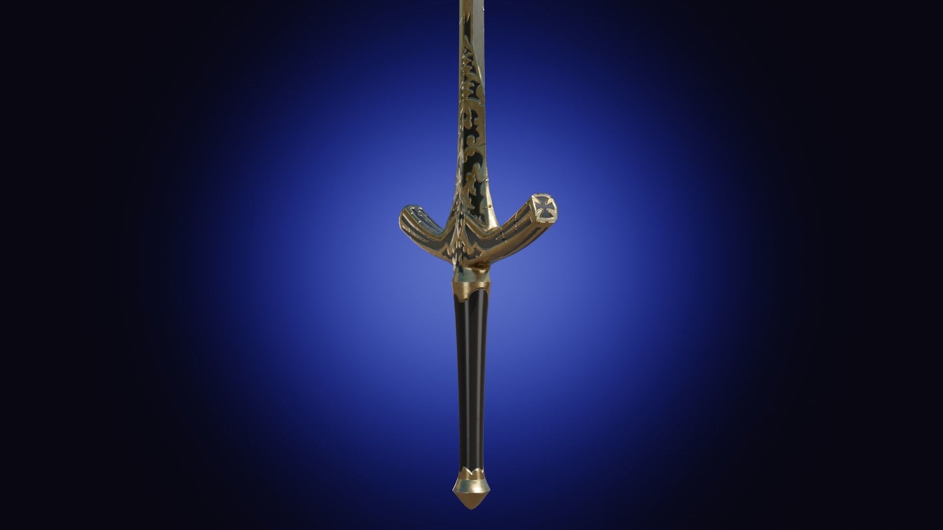 Weapon two handed fantasy longsword sword Low-poly 3D model_3