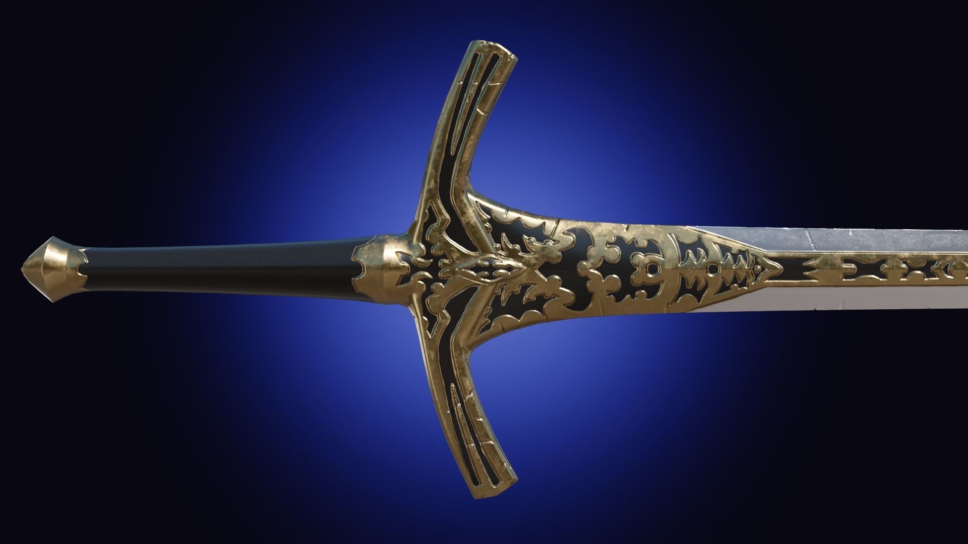 Weapon two handed fantasy longsword sword Low-poly 3D model_9