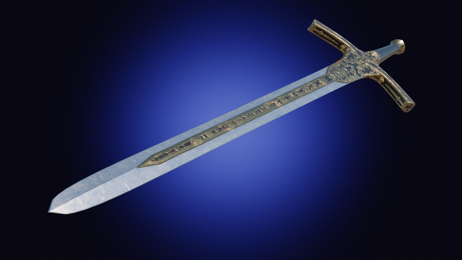 Weapon two handed fantasy longsword sword Low-poly 3D model_8