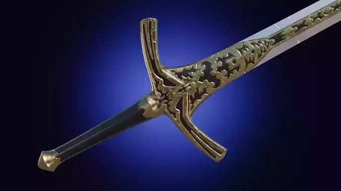 Weapon two handed fantasy longsword sword Low-poly 3D model