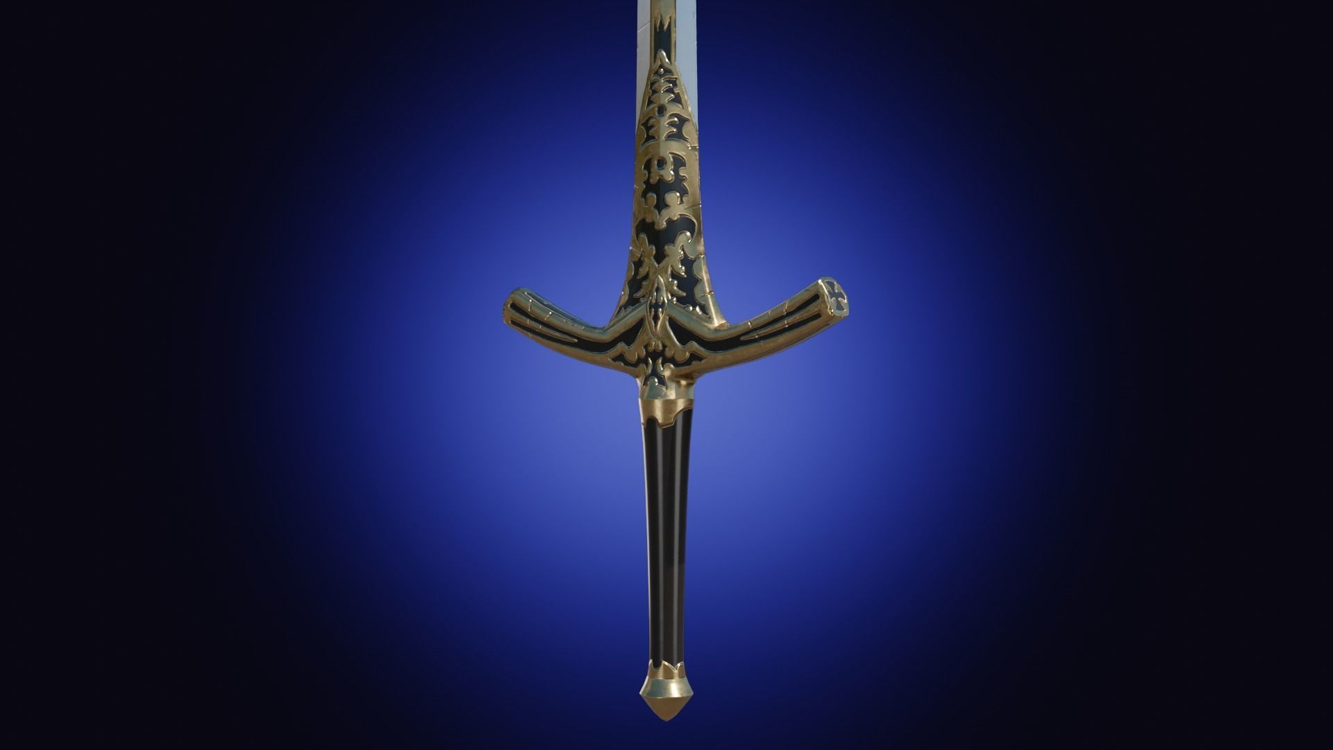 Weapon two handed fantasy longsword sword Low-poly 3D model_2