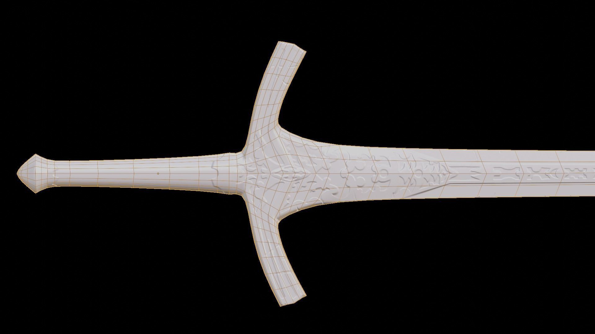 Weapon two handed fantasy longsword sword Low-poly 3D model_10