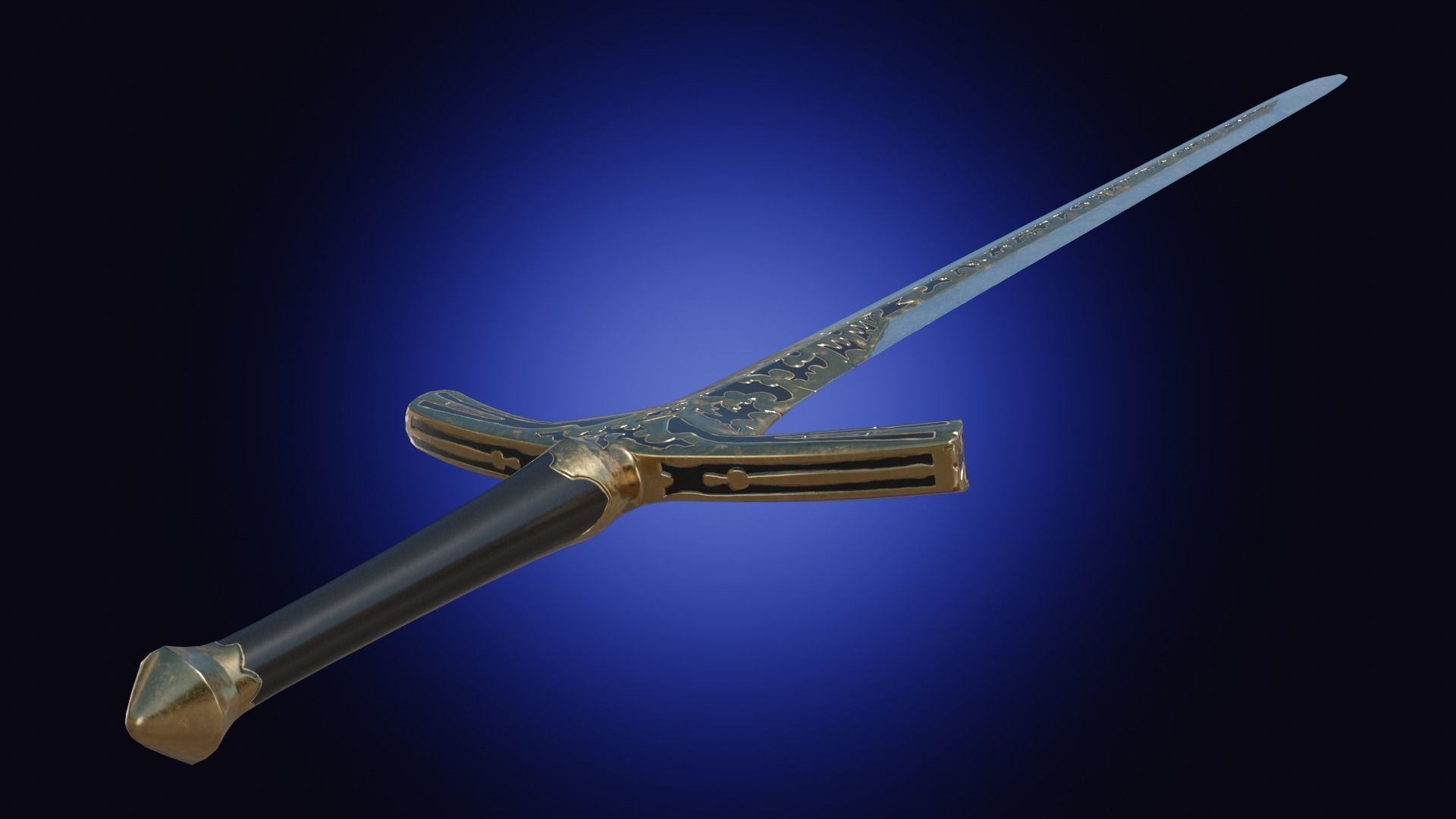 Weapon two handed fantasy longsword sword Low-poly 3D model_7