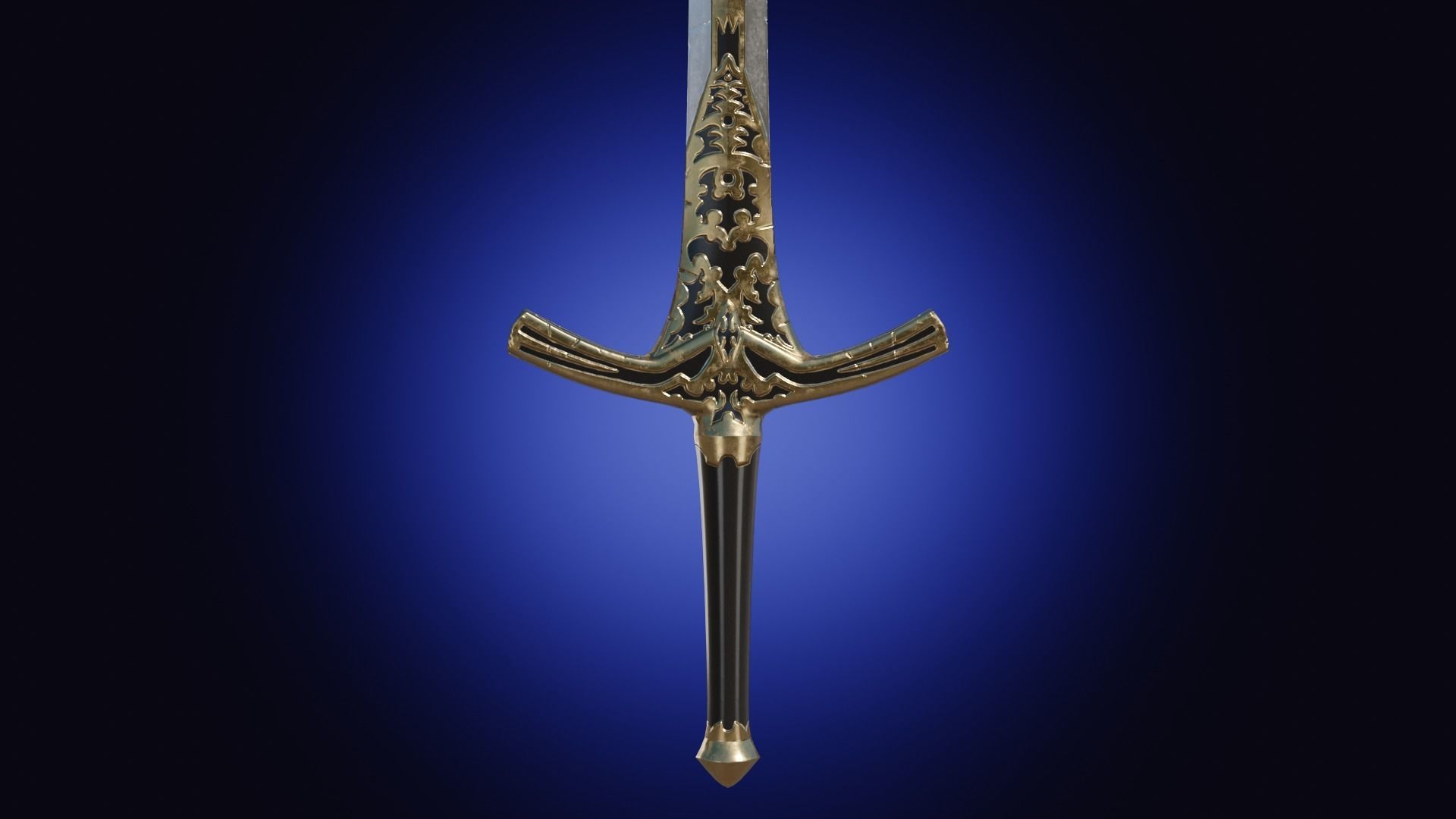 Weapon two handed fantasy longsword sword Low-poly 3D model_1
