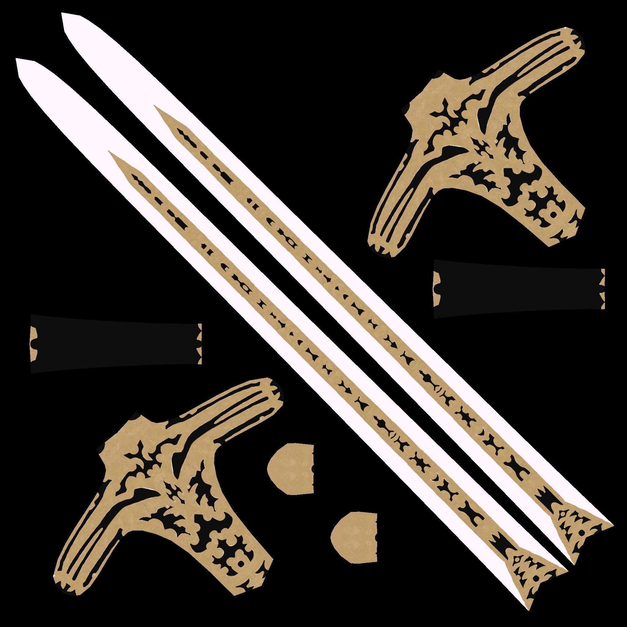 Weapon two handed fantasy longsword sword Low-poly 3D model_13