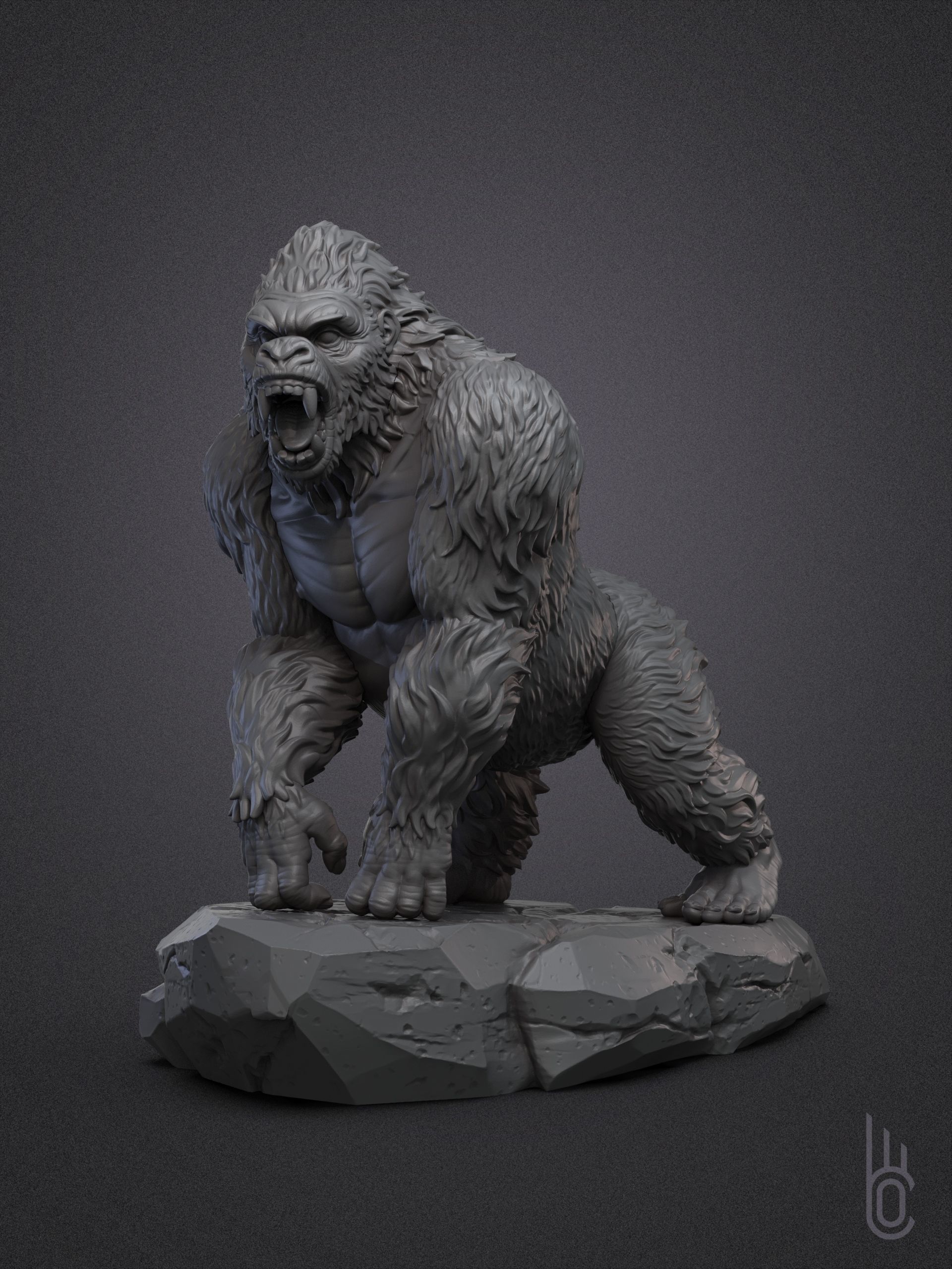Gorilla on rock 3D print model_0